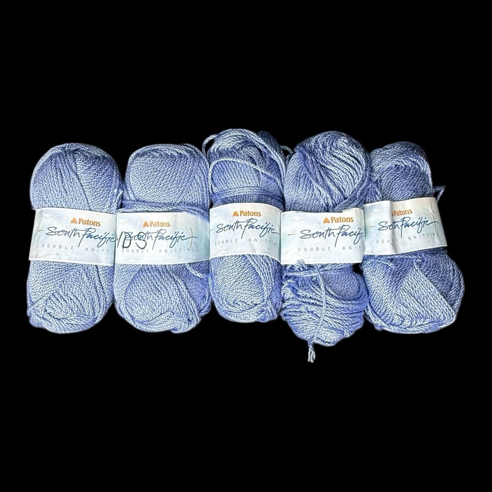 Patons South Pacific Double Knitting Yarn Cashmilon Skeins Blue/Purple Lot Of 5‎